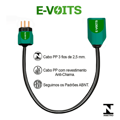 Adaptador Tomada 20a para 10a Caregador Portátil Carro Elétrico