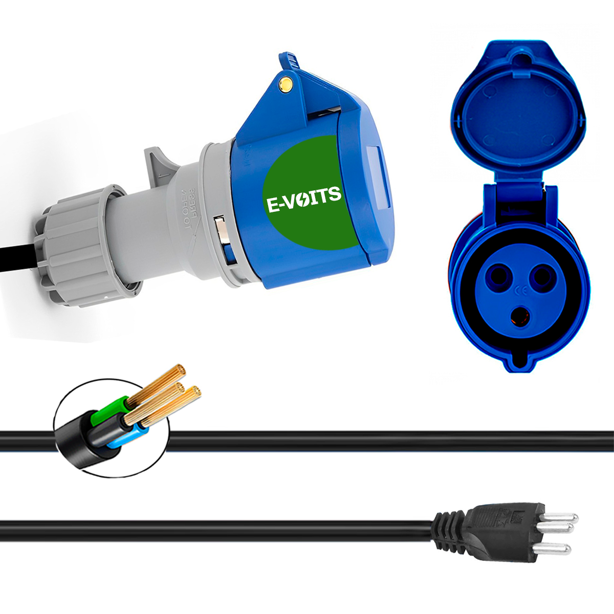 Adaptador para Carregador de Carro Elétrico 1.80m Evoits