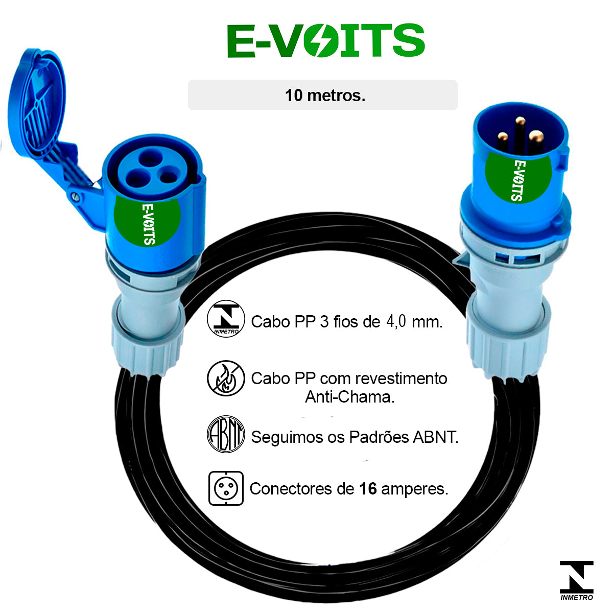 Extensão para Carregador de Carro Elétrico 16a 10 Metros