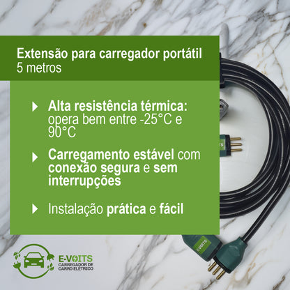 Extensão 20a 5 Metros Para Carregador Portátil Byd Gwm